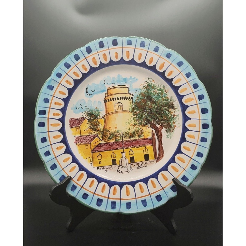 Hand Painted Ceramic Decorative Wall Charger Plate La Terne France Signed 13"